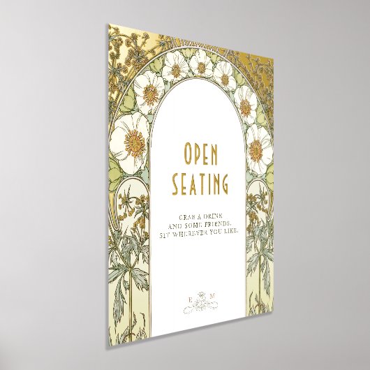 金ゴールドオープンシーティングサインヴィンテージ結婚式 箔ポスター (レイダウン)