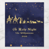 金ゴールドオーホーリーナイト星空クリスマス ワインラベル (シングルラベル)