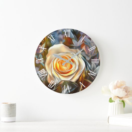 金ゴールドオ人気があるレンジユニークバラアートドリーム ラージ壁時計 (ホーム)