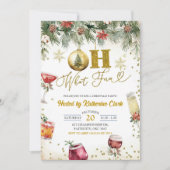 金ゴールドオ何おもしろいクリスマスカクテルホリデーパーティー 招待状 (正面)