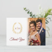 金ゴールドオ離れバルバルグンディ結婚の写真QRコード サンキューカード (スタンド正面)