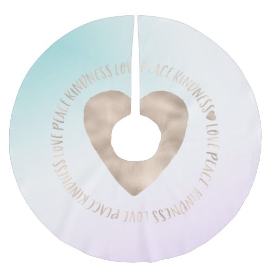 金ゴールドカインドネスラブピースハートアクアピンク絞り染め ブラッシュドポリエステルツリースカート (正面)