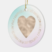 金ゴールドカインドリーラブピースハートアクアピンク絞り染め セラミックオーナメント (左)