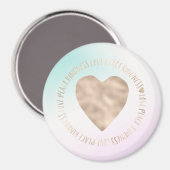 金ゴールドカインドリーラブピースハートアクアピンク絞り染め マグネット (正面/裏面)