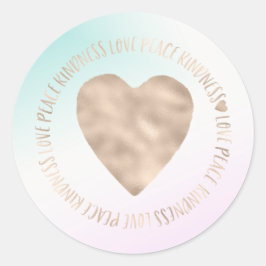 金ゴールドカインドリーラブピースハートアクアピンク絞り染め ラウンドシール