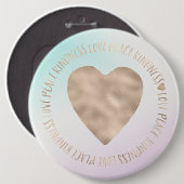 金ゴールドカインドリーラブピースハートアクアピンク絞り染め 缶バッジ (正面&裏面)