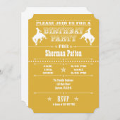 金ゴールドカウボーイロデオ誕生日パーティーの招待 招待状 (正面/裏面)