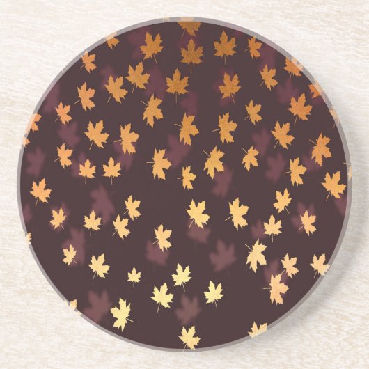 金ゴールドカエデの葉（濃い赤） コースター (正面)