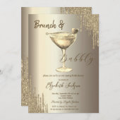 金ゴールドカクテルハートグリッタードリップスバチェロレッテ 招待状 (正面/裏面)
