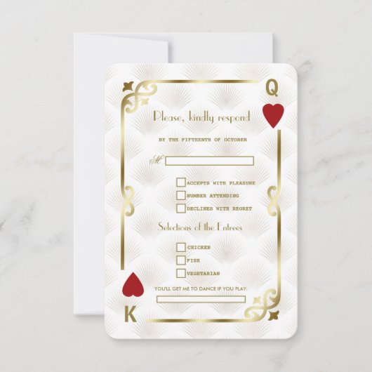 金ゴールドカジノラスベガスギャツビーソングリクエス結婚ト 出欠カード (正面)