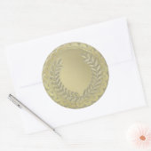 金ゴールドカスタマイズテンプレートローレルリース ラウンドシール (封筒)