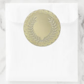 金ゴールドカスタマイズテンプレートローレルリース ラウンドシール (バッグ)