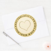 金ゴールドカスタマイズハート ラウンドシール (封筒)