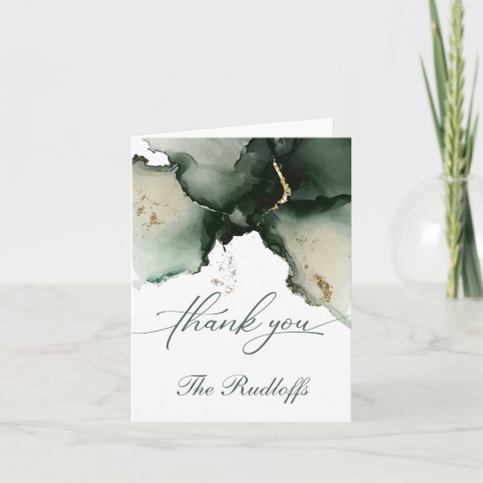 金ゴールドカスタムとセージ緑水のカラーゲード サンキューカード (正面)
