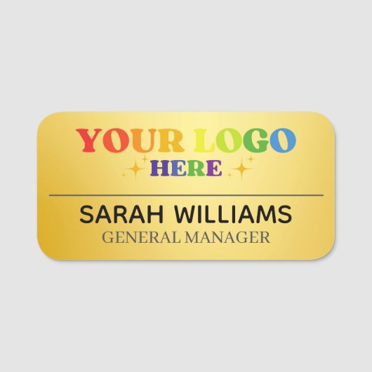 金ゴールドカスタムの極小の磁気会社従業員 名札 (正面)