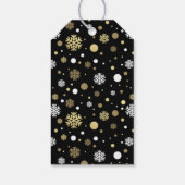金ゴールドカスタムの白い雪の水玉模様オンブラック ギフトタグ (裏面)