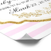 金ゴールドカスタムの赤ちゃんシャワーのサイン、ピンクの赤ちゃん、ウェルカムポスター ポスター (角)