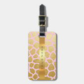 金ゴールドカスタムアフリカジャガーサファリアニマルスキンピンク ラゲッジタグ (正面縦)