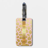 金ゴールドカスタムアフリカジャガーサファリアニマルスキンピンク ラゲッジタグ (裏面縦)