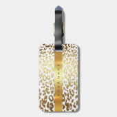 金ゴールドカスタムアフリカジャガーサファリアニマルスキンホワイト ラゲッジタグ (裏面縦)