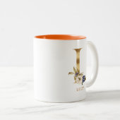 金ゴールドカスタムアルファベットLモノグラム |カボチャフローラ ツートーンマグカップ (正面右)