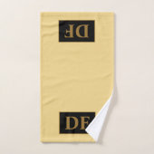 金ゴールドカスタムイニシャルバスタオルセット付きシャンパン バスタオルセット (ハンドタオル)