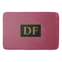 金ゴールドカスタムイニシャルバスマット付きブルゴーニュ