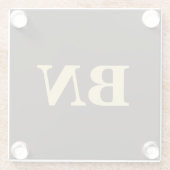 金ゴールドカスタムイニシャルミニマリストブラウン ガラスコースター (裏面)