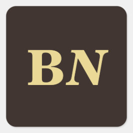 金ゴールドカスタムイニシャルミニマリストブラウン スクエアシール