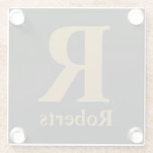 金ゴールドカスタムイニシャル/最初/ファミリ名(黒) ガラスコースター (裏面)