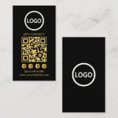 金ゴールドカスタムカーモダンド、ソーシャルメディアQR 名刺 (正面/裏面)