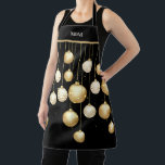 金ゴールドカスタムクリスマスオーナメントパーソナライズされた エプロン<br><div class="desc">黒い背景カスタムに金ゴールドと白い休日クリスマスツリーのオーナメントを特徴とするクリスマスエプロン。任意の方法でパーソナライズする。ギフト素晴らしアイディアまたは自分自身のための作成。カスタムデザインのリクエストにクリックは、「メッセージ」ボタンをクリック。</div>