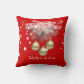 金ゴールドカスタムクリスマスボール&シルバーパインクリスマス クッション (裏面)