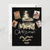 金ゴールドカスタムグリッターツリー ポストカード (正面/裏面)