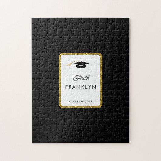 金ゴールドカスタムグリッターパズルゲストブック ジグソーパズル (縦)