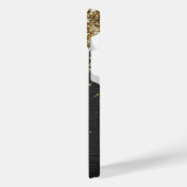 金ゴールドカスタムグリッターブラックスパークリーモノグラムの iPhoneケース (左側面)