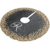 金ゴールドカスタムグリッターブラックスパークルモノグラム ブラッシュドポリエステルツリースカート (アングル)