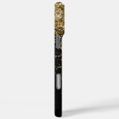 金ゴールドカスタムグリッターブラックスパークルモノグラム Case-Mate iPhoneケース (裏面 / 右)