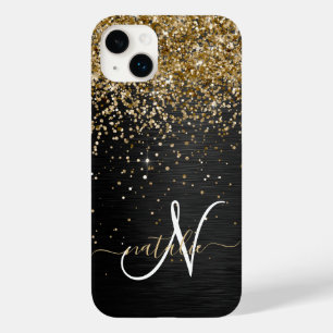 金ゴールドカスタムグリッターブラックスパークルモノグラム Case-Mate iPhone 14 PLUSケース