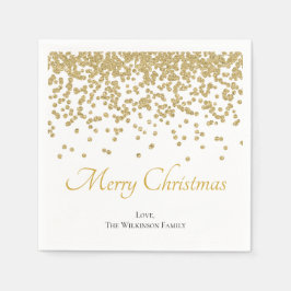 金ゴールドカスタムグリッターメリークリスマス紙 スタンダードカクテルナプキン