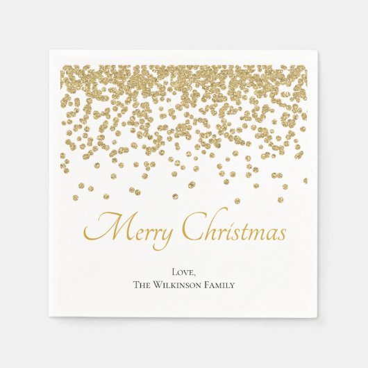 金ゴールドカスタムグリッターメリークリスマス紙 スタンダードカクテルナプキン (正面)