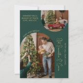 金ゴールドカスタムグリーンのミニマリストArchファミリー写真 シーズンカード (裏面)