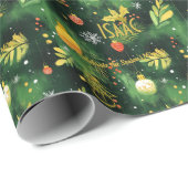 金ゴールドカスタムグリーンオーナメント ラッピングペーパー (ロールコーナー)