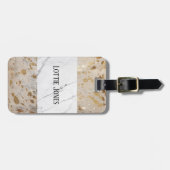金ゴールドカスタムコウィド白い大理石プリントラゲージタグ ラゲッジタグ (正面横)