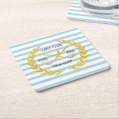 金ゴールドカスタムゴルフクラブサミニマルーマーストライプズ スクエアペーパーコースター (アングル)