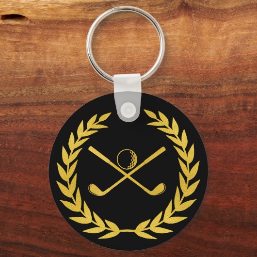 金ゴールドカスタムゴルフクラブミニマルリースゴルフ キーホルダー (正面)