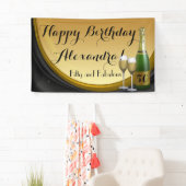 金ゴールドカスタムシャンパン50thバースデーパーティーバナー 横断幕 (インサイチュ)