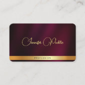 金ゴールドカスタムスクリプト名文字ラウンドコーナーラグジュアリー 名刺 (正面)