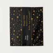金ゴールドカスタムスターとメッセージ/写真記念日 タペストリー (正面)