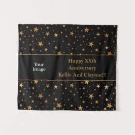 金ゴールドカスタムスターとメッセージ/写真記念日 タペストリー